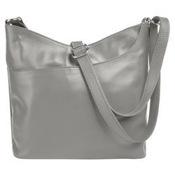 Umhängetasche SAMANTHA LOOK Gr. B/H/T: 25cm x 20cm x 5cm onesize, grau, Damen, Leder, unifarben, Taschen, echt Leder, Made in Italy