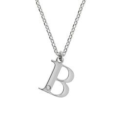 Kette mit Anhänger DIAMONDS BY ELLEN K. "Silber 925 mit 1x Diamant 0,008ct. Buchstabe B", weiß, Halsketten, Damen, 45 + 3cm, 0,008 ct, Silber 925 (Sterlingsilber), L: 48cm B: 12.0mm, glänzend, B:12.0mm