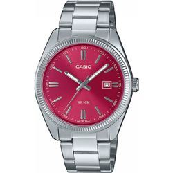 Quarzuhr CASIO TIMELESS COLLECTION Armbanduhren silberfarben (edelstahlfarben, rot) Damen Armbanduhr, Herrenuhr, Damenuhr, analog, Datum, Neo-Display