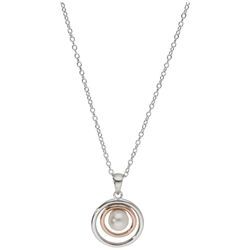 Kette mit Anhänger SMART JEWEL "Anhänger mit Süßwasser-Perle, bicolor, Silber 925", rosa (silber, rosé vergoldet bicolor), Halsketten, Damen, 47cm, Silber 925 (Sterlingsilber)