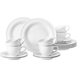 Kaffeeservice SELTMANN WEIDEN "Geschirr-Set, Service Beat" Geschirr-Sets Gr. 18 tlg., weiß Rillendekor, 18 Teile, für 6 Personen