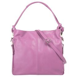 Shopper SAMANTHA LOOK, Damen, Gr. B/H/T: 31cm x 25cm x 10cm onesize, lila (violett), Leder, unifarben, leicht glänzend, Taschen, echt Leder, Made in Italy