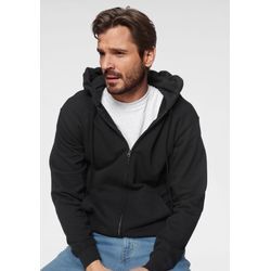 Kapuzensweatjacke FRUIT OF THE LOOM Gr. L (52/54), schwarz, Herren, Obermaterial: 80% Baumwolle, 20% Polyester, unifarben, Sweatjacken, aus Baumwollmischung