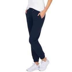 Jerseyhose TRIGEMA "TRIGEMA Bequeme Jogginghose mit großen Taschen" Gr. L, US-Größen, blau (navy), Damen, 55% Polyester, 45% Baumwolle, Hosen