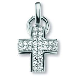 Ketten-Anhänger ONE ELEMENT "Zirkonia Kreuz Anhänger aus 925 Silber", silber, Schmuckanhänger, Damen, Silber 925 (Sterlingsilber), Damen Silber Schmuck