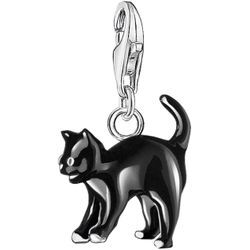 Charm-Einhänger THOMAS SABO "Schwarze Katze, 0701-007-11" Charms silberfarben (silberfarben, schwarz) Damen