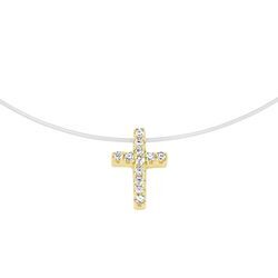 Collier SMART JEWEL "Anhänger Kreuz, Silber 925", gold, Halsketten, Damen, 45cm, Silber 925 (Sterlingsilber)