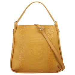 Shopper SAMANTHA LOOK, Damen, Gr. B/H/T: 30cm x 25cm x 7cm onesize, gelb, Leder, Reptilienprägung, Taschen, echt Leder, Made in Italy