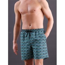 Badeshorts FEEL GOOD Gr. 5, Normalgrößen, blau (topas, sesam, bedruckt) Herren Badehosen