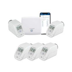 HOMEMATIC IP Heizkörperthermostat "Bundle Starter Set Heizen + 3x HKT basic", Access Point + 5 x Homematic IP Heizkörperthermostat - basic, Heizkörperthermostate, weiß (grundfarbe), 5 St.