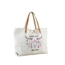 Schultertasche "Wild and Free", Damen, Gr. B/H/T: 54cm x 33cm x 12cm one size, beige, Baumwolle, COLLEZIONE ALESSANDRO, Taschen, aus Baumwolle mit echtem Leder