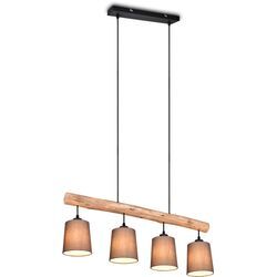 ANDAS Pendelleuchte "Pitholm", Hängeleuchte 4-flammig aus naturbelassenem Echtholz mit Stoffschirmen, Lampen, beige (natur), H: 150,0cm