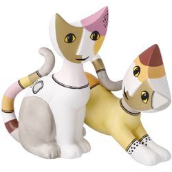 Sammelfigur GOEBEL "Rosina Wachtmeister Katzenwelt", bunt, B:8cm H:12cm, Porzellan, Dekofiguren, Rosina Wachtmeister - Katzen Sara e Sereno