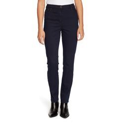 Stretch-Jeans BETTY BARCLAY "Betty Barclay Stretch-Hose mit hohem Bund", Damen, Gr. 34, Normalgrößen, blau (dunkelblau denim), Obermaterial: 50% Polyester recycelt, 46% Baumwolle, 4% Elasthan., modisch, slim fit, Jeans