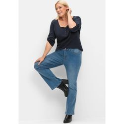 Bootcut-Jeans SHEEGO "Große Größen" Gr. 40, Normalgrößen, blau (blau denim) Damen Jeans mit Bodyforming-Effekt