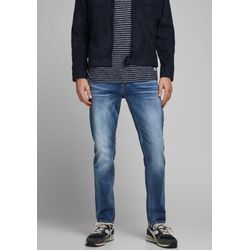 Comfort-fit-Jeans JACK & JONES "JJIMIKE JJORIGINAL CJ SN" Gr. 28, Länge 32, blau (blau, denim, wash), Herren, Denim/Jeans, Obermaterial: 98% Baumwolle, 2% Elasthan, Abriebeffekte, Jeans