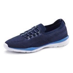 Sneaker LASCANA, Damen, Gr. 35, blau (navy), Obermaterial: 100% Textilmaterial. Futter: 100% Textilmaterial. Decksohle: 100% Textilmaterial. Laufsohle: 100% Synthetik, unifarben, sportlich, Schuhe, Slipper, Halbschuh, zum Reinschlüpfen, leichtes Meshmaterial VEGAN