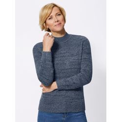 Stehkragenpullover CLASSIC BASICS "Pullover", Damen, Gr. 38, blau (blau, meliert), 77% Polyacryl, 23% Polyester, meliert, Langarm, Pullover