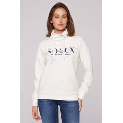 Sweater SOCCX, Damen, Gr. L, weiß, Material: 65% Baumwolle, 35% Polyester, bedruckt, casual, lässig geschnitten, Rundhals, Langarm eingesetzt Rippbündchen, Sweatshirts, mit Baumwolle