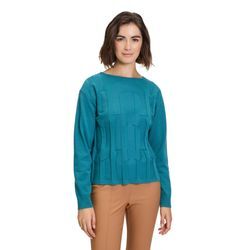 Strickpullover BETTY BARCLAY "Betty Barclay Feinstrickpullover mit Struktur" Gr. 44, blau (colonial blau) Damen, Obermaterial: 43% Viskose, 39% Polyester, 18% Polyamid., Pullover Struktur