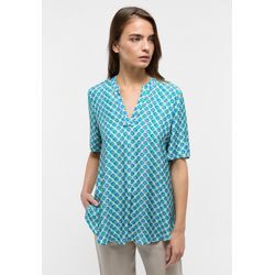 Longbluse ETERNA "LOOSE FIT", Damen, Gr. 36, blau (azurblau), 100% Viskose, modisch, Blusen