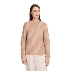 Strickpullover BETTY & CO "Betty & Co Strickpullover mit Jacquard" Gr. 36, braun (taupe, taupe), Damen, Obermaterial: 74% Polyamid, 10% Polyacryl, 9% Polyester, 7% Modal., Pullover, Jacquard