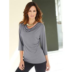 Wasserfallshirt INSPIRATIONEN "Shirt" Gr. 44, grau (anthrazit) Damen Shirts