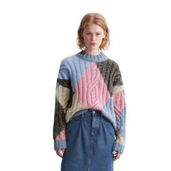 Strickpullover MARC O'POLO DENIM "aus weichem Wolle-Alpakawolle-Mix" Gr. L, bunt (mehrfarbig) Damen Pullover