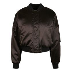 Bomberjacke URBAN CLASSICS "Urban Classics Damen Ladies Short Oversized Satin Bomber Jacket" Gr. L, schwarz Damen Jacken