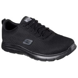 Berufsschuh SKECHERS Gr. 45, schwarz, 45, Textil, Lederimitat, Schuhe, Schnürschuh für Gastronomie,Pflege mit gepolsterter Innensohle