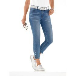 7/8-Jeans CASUAL LOOKS, Damen, Gr. 38, Normalgrößen, blau (blau, bleached), 79% Baumwolle, 19% Polyester, 2% Elasthan, unifarben, 7/8-Länge, Jeans