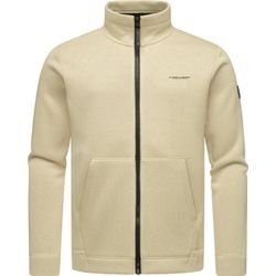 Sweatjacke RAGWEAR "Fabbian Collar", Herren, Gr. 4XL (60), beige (ecru), Rippware, Material: 100% Polyester, Futter: 100% Polyester, Basic, gerade hüftbedeckend, hoch geschlossener Ausschnitt, Langarm Ärmel ohne Ärmelschlitz Rippbündchen, Sweatjacken, Herren Basic Feinstrick-Jacke