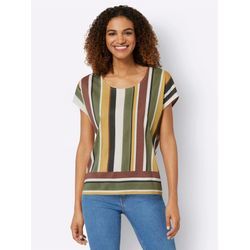 T-Shirt CASUAL LOOKS "Shirt" Gr. 44, bunt (ocker, khaki, gestreift) Damen Shirts