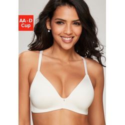 Push-up-BH LASCANA, Damen, Gr. 70, Cup D, beige (creme), Microtouch, Obermaterial: 60% Polyamid, 35% Polyester, 5% Elasthan, Basic, BHs, ohne Bügel, mit eingearbeitetem Polster im Untercup, Basic-BH