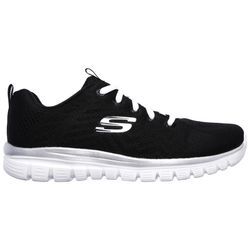 Sneaker SKECHERS "Graceful - Get Connected", Damen, Gr. 35, schwarz-weiß (schwarz, weiß), Textil, sportlich, Schuhe, mit Memory Foam, Freizeitschuh, Halbschuh, Schnürschuh