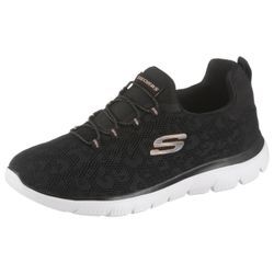 Slip-On Sneaker SKECHERS "Summits" Gr. 35, schwarz, Damen, Textil, Schuhe, Slipper, Freizeitschuh, Komfortschuh mit Memory Foam