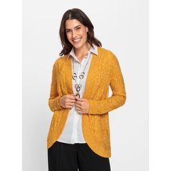 Cardigan INSPIRATIONEN Gr. 36, gelb (ocker, meliert), Damen, 100% Polyacryl, meliert, Strickjacken