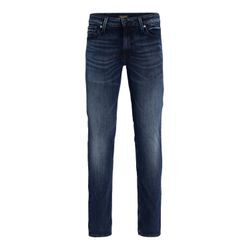 Slim-fit-Jeans JACK & JONES "JJIGLENN JJVINTAGE CB 058", Herren, Gr. 29, Länge 32, blau (blau denim), Denim/Jeans, Obermaterial: 80% Baumwolle, 18% Polyester, 2% Elasthan, Abriebeffekte, modisch, slim fit, Jeans