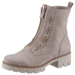 Stiefelette GABOR Gr. 44, grau (hellbeige), Damen, Nubukleder, Schuhe, Blockabsatz, Plateau, Boots mit modischen Durchzügen