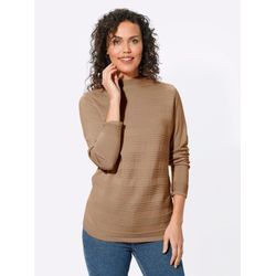 Stehkragenpullover CASUAL LOOKS "Stehkragen-Pullover", Damen, Gr. 36, braun (camel), 50% Baumwolle, 50% Polyacryl, unifarben, Langarm, Pullover