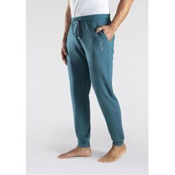 Sweathose BENCH. LOUNGEWEAR, Herren, Gr. 44/46 (S), N-Gr, blau (petrol, meliert), Sweatware, Obermaterial: 60% Baumwolle, 40% Polyester, Basic, relaxed fit lang, Hosen, Jogginghose mit Kordel, aus Baumwoll-Mix