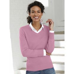 V-Ausschnitt-Pullover CASUAL LOOKS "Pullover" Gr. 50, rosa (altrosé) Damen Pullover