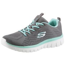 Sneaker SKECHERS "Graceful - Get Connected", Damen, Gr. 35, grau (grau, mint), Textil, sportlich, Schuhe, mit Memory Foam, Freizeitschuh, Halbschuh, Schnürschuh