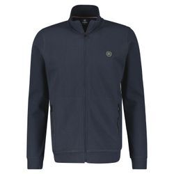 Strickjacke LERROS Gr. M, blau (classic navy), Herren, Feinstrick, Obermaterial: 94% Baumwolle, 4% Polyester, 2% Elasthan, unifarben, Strickjacken, mit Reißverschluss und Stehkragen