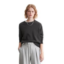 Strickpullover MARC O'POLO DENIM "aus softem Bio-Baumwoll-Mix" Gr. M, grau (dunkelgrau), Damen, Obermaterial: 58% Baumwolle, 25% Polyamid, 17% Polyester, unifarben, Pullover