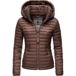 Steppjacke MARIKOO "Löwenbaby", Damen, Gr. M (38), braun, Oberstoff: 100% Nylon, Futter: 100% Polyester, Wattierung: 100% Polyester, Ärmelfutter: 100% Polyester, modisch, tailliert hüftbedeckend, Langarm Ärmel ohne Ärmelschlitz elastischer Bund, Jacken, stylische Übergangsjacke mit abnehmbarer Kapuze