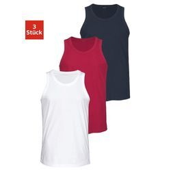 Tanktop H.I.S "Unterhemd für Herren", Herren, Gr. 4/S, bunt (weiß, rot, marine), Jersey, Obermaterial: 100% Baumwolle, unifarben, Basic, körpernah, Rundhals, ohne Ärmel, Tops, mit Rundhals aus Baumwolle