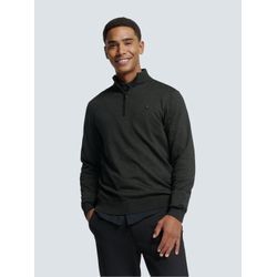 Troyer NO EXCESS, Herren, Gr. L, grau (dunkelgrau), Strick, Obermaterial: 34% Baumwolle, 34% Viskose, 32% Polyester, meliert, casual, regular fit hüftlang, Pullover, mit halbem Reißverschluss