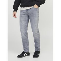 Comfort-fit-Jeans JACK & JONES "JJIMIKE JJORIGINAL CJ SN", Herren, Gr. 28, Länge 32, blau (grau denim), Denim/Jeans, Obermaterial: 95% Baumwolle, 3% Elastomultiester, 2% Elasthan, Abriebeffekte, modisch, comfort fit, Jeans