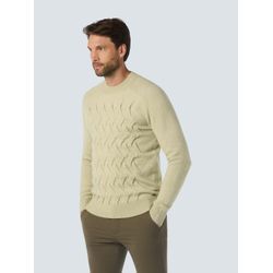 Rundhalspullover NO EXCESS "No Excess Jacquard-Pullover mit Wolle", Herren, Gr. L, beige (dunkelbeige), 52% Polyester (recycled), 39% Acrylic, 6% Wool, 3% Elastane, Pullover